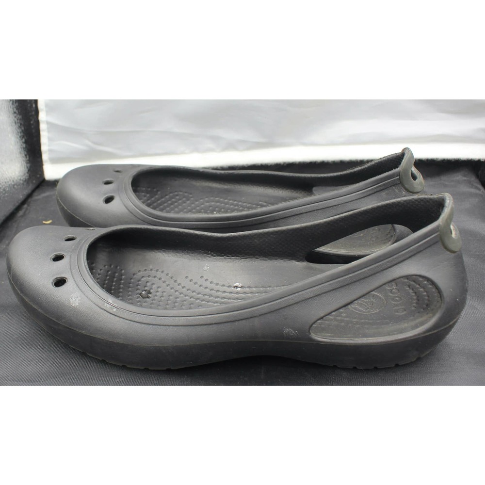 WMNS Crocs Kadee  Ballet Flats Slip On Black Closed Toe Comfort Size 9